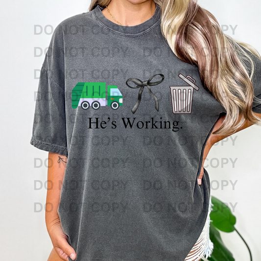 He's Working Garbage Truck Full Color DTF Transfer