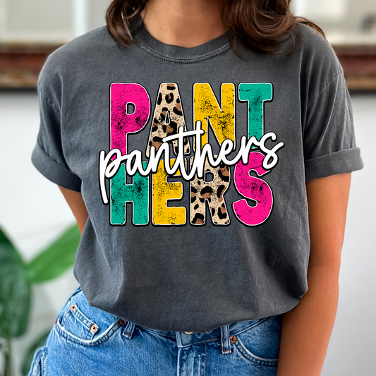 Panthers (Stacked Colorful/Leopard) Full Color DTF Transfer