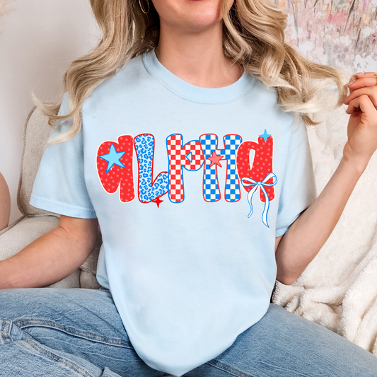 RWB 4th of July Retro Alpha Full Color DTF Transfer