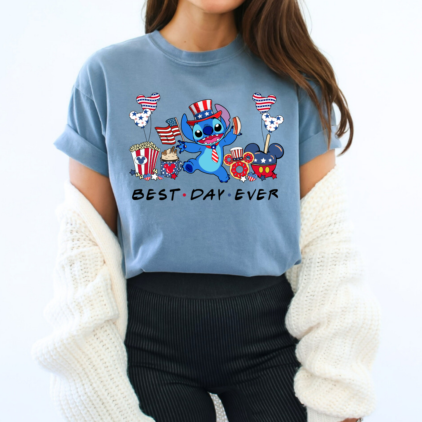 Stitch Best Day Ever (4th of July) Full Color DTF Transfer