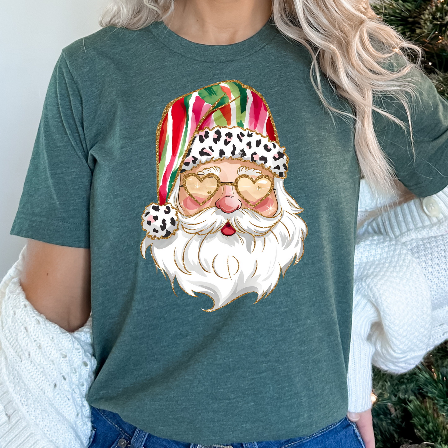 Santa w/ Brush Stroke Hat Full Color DTF Transfer