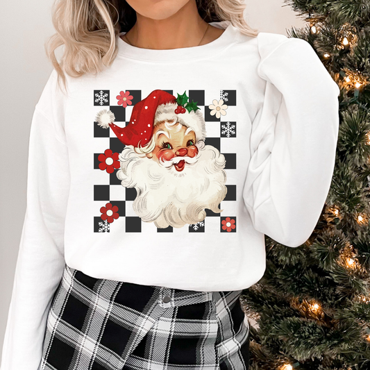 Vintage Santa (Checkered Background) Full Color DTF Transfer