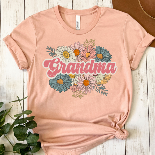 Grandma (Floral Background) Full Color DTF Transfer
