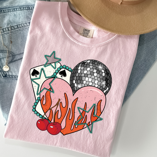 Cards - Fire Heart - Disco Ball Full Color DTF Transfer