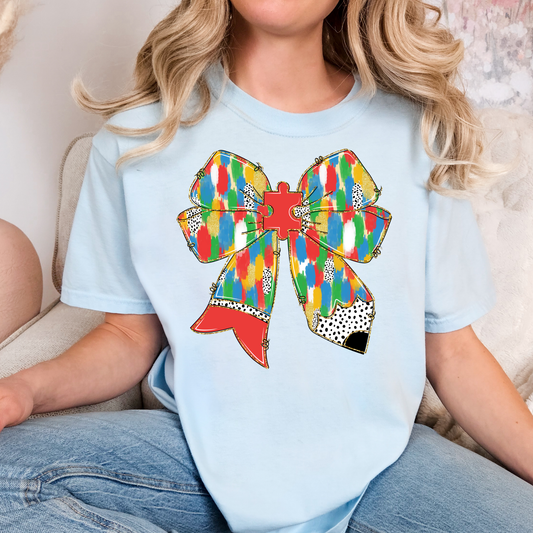 Autism Bow Full Color DTF Transfer
