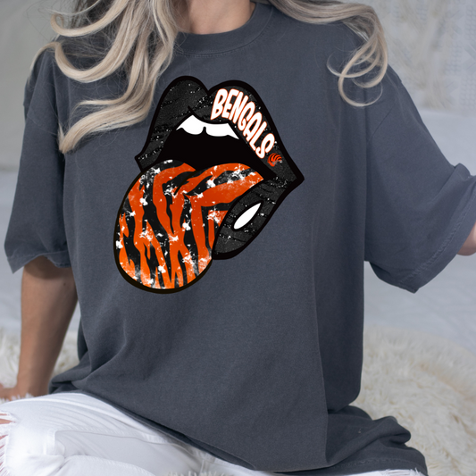 Glitter Tongue Bengals Football Full Color DTF Transfer