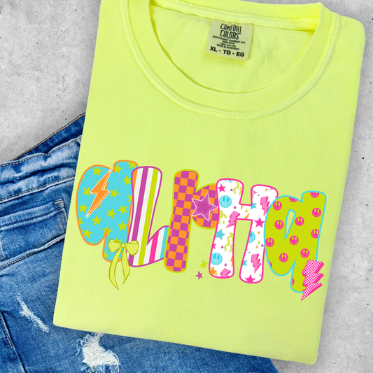 Bright Groovy Retro Alpha Full Color DTF Transfer