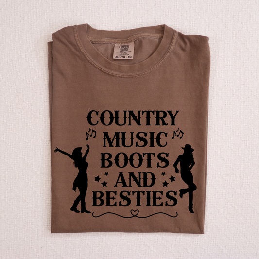 Country Music Boots and Besties Full Color DTF Transfer