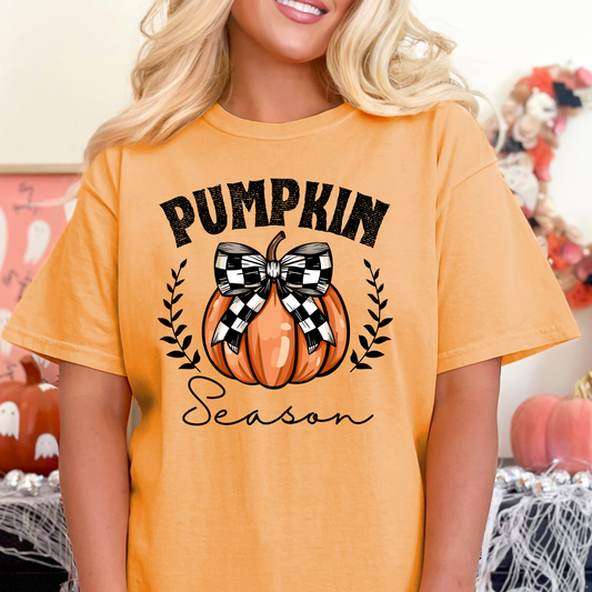 Pumpkin Season (Checkered Bow) Full Color DTF Transfer