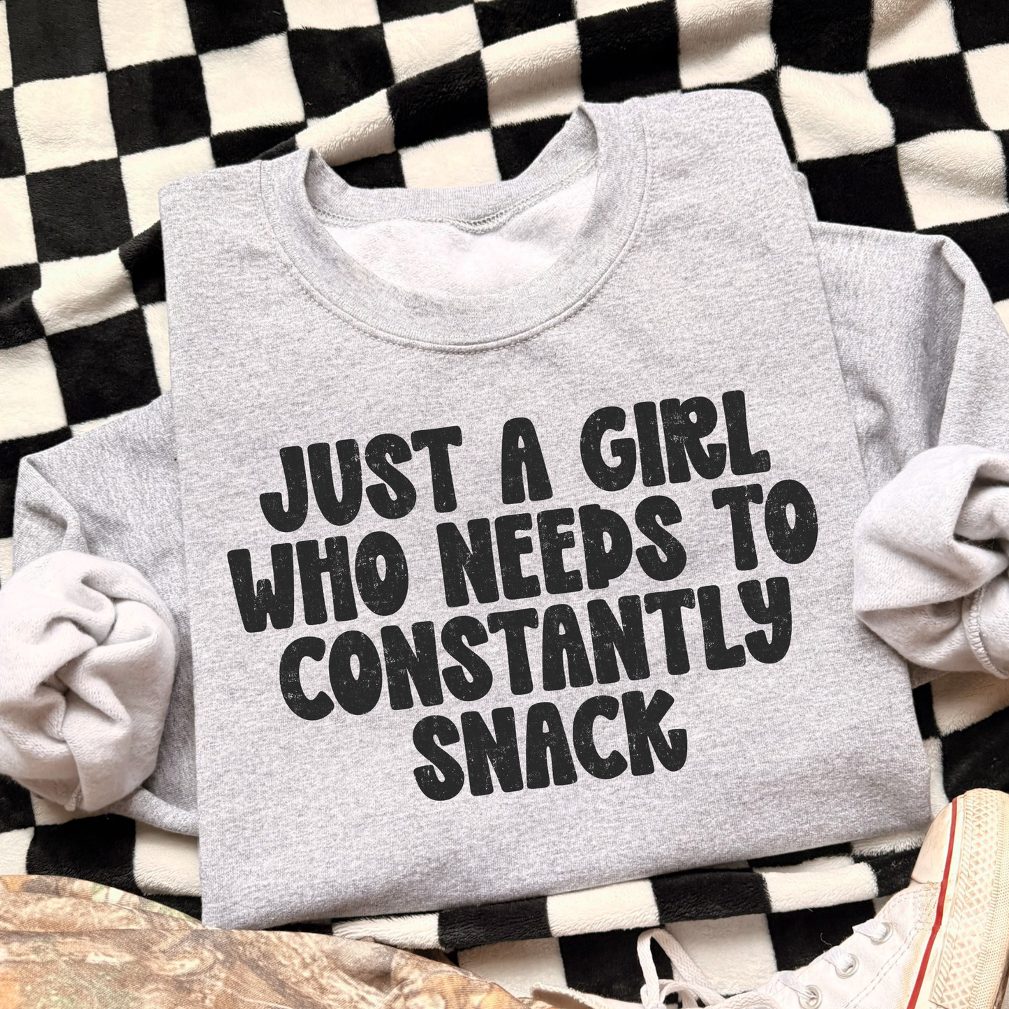 Just A Girl Who Needs To Constantly Snack Full Color DTF Transfer