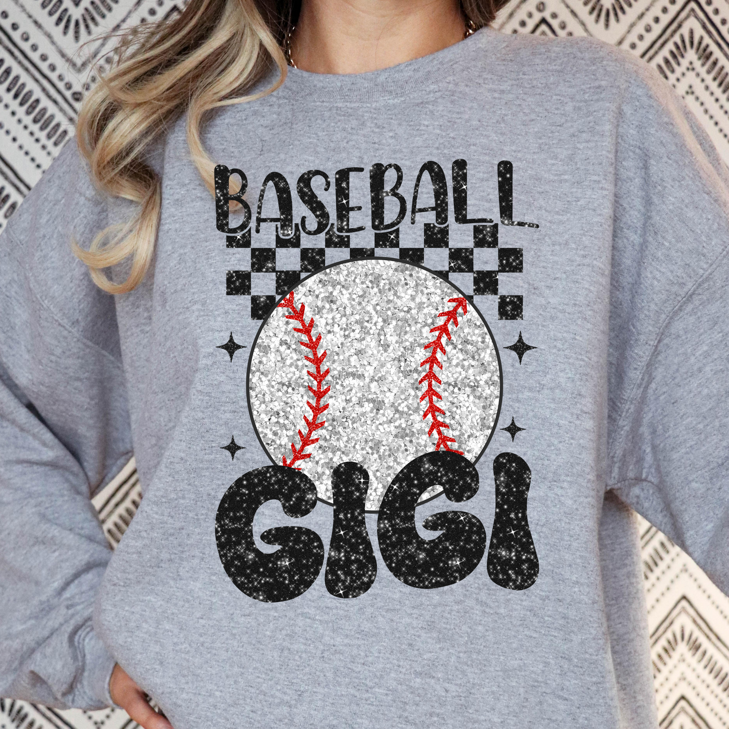 Baseball Gigi (Faux Glitter) Full Color DTF Transfer