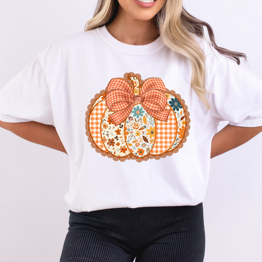 Lace Outline Quilt Pumpkin Full Color DTF Transfer