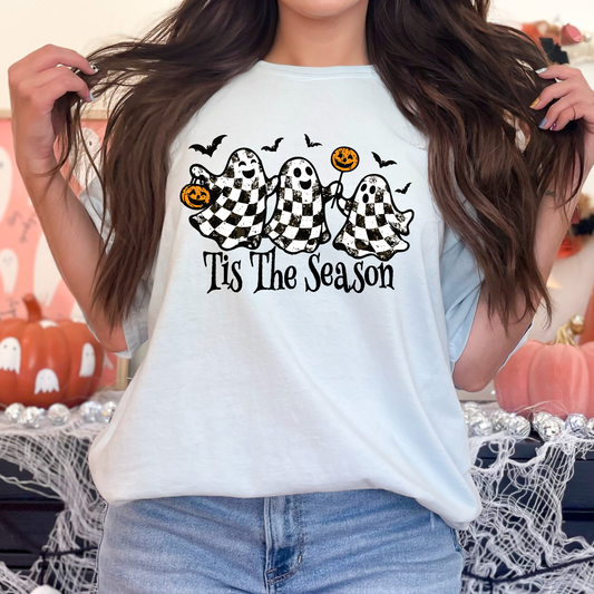 Tis The Season Checkered Ghosts Full Color DTF Transfer