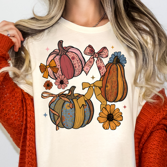 Vintage Patchwork Pumpkins Full Color DTF Transfer
