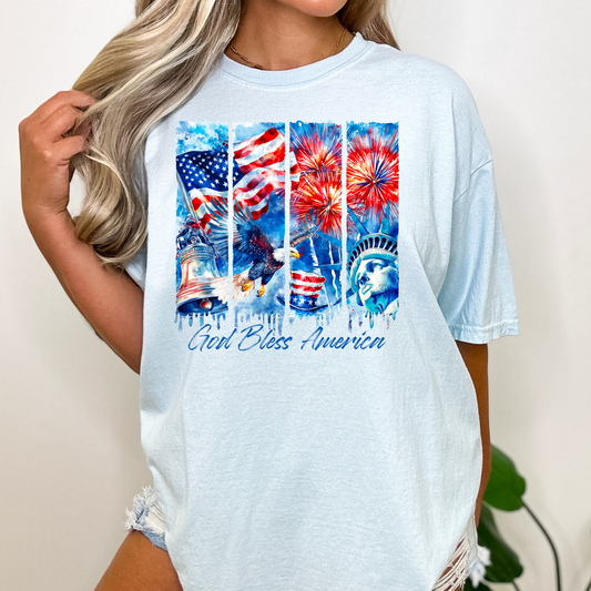 God Bless America (4-Pic) Full Color DTF Transfer