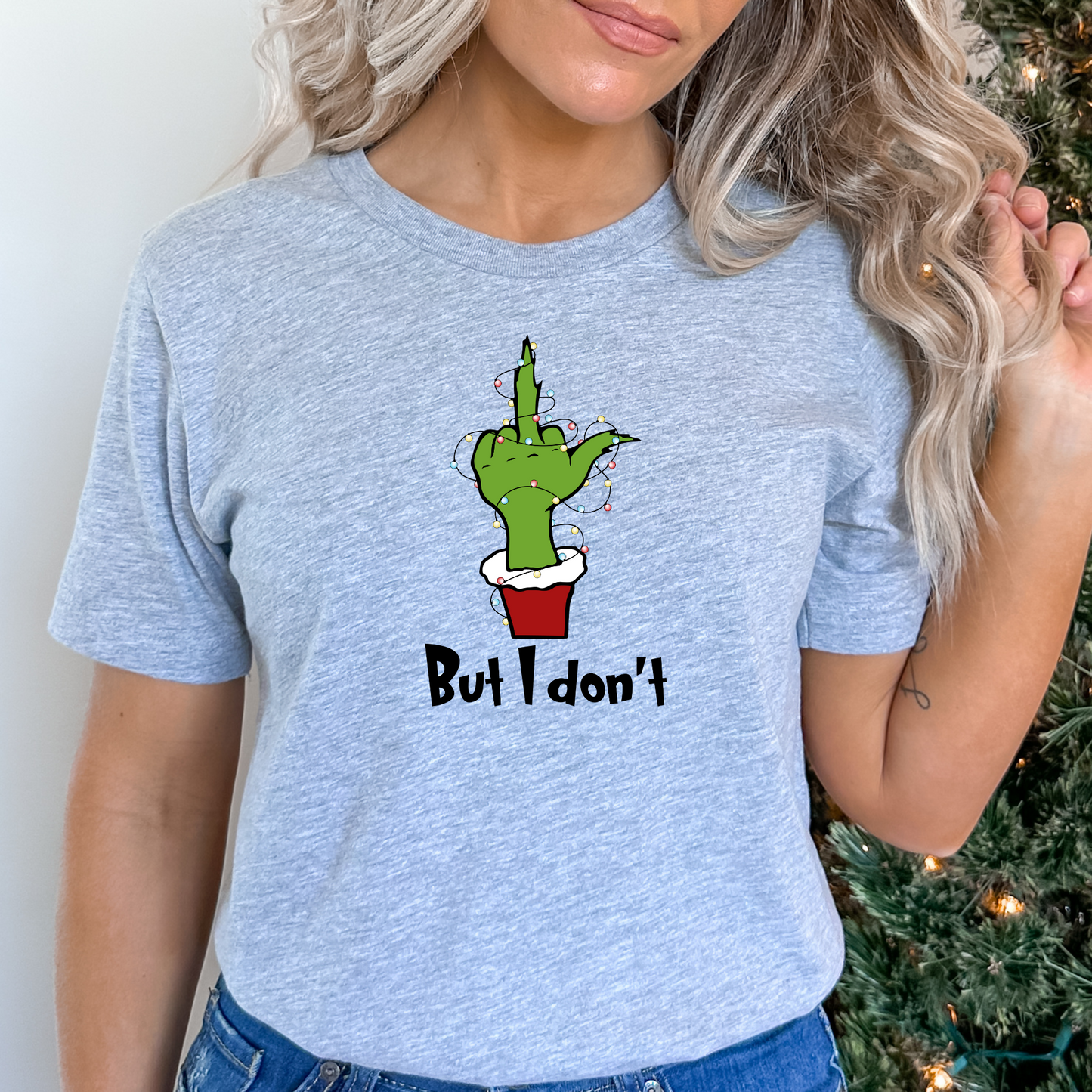 I Love Matching Christmas Shirts (2 Options) But I Dont Grinch Heart Hands Full Color DTF Transfer