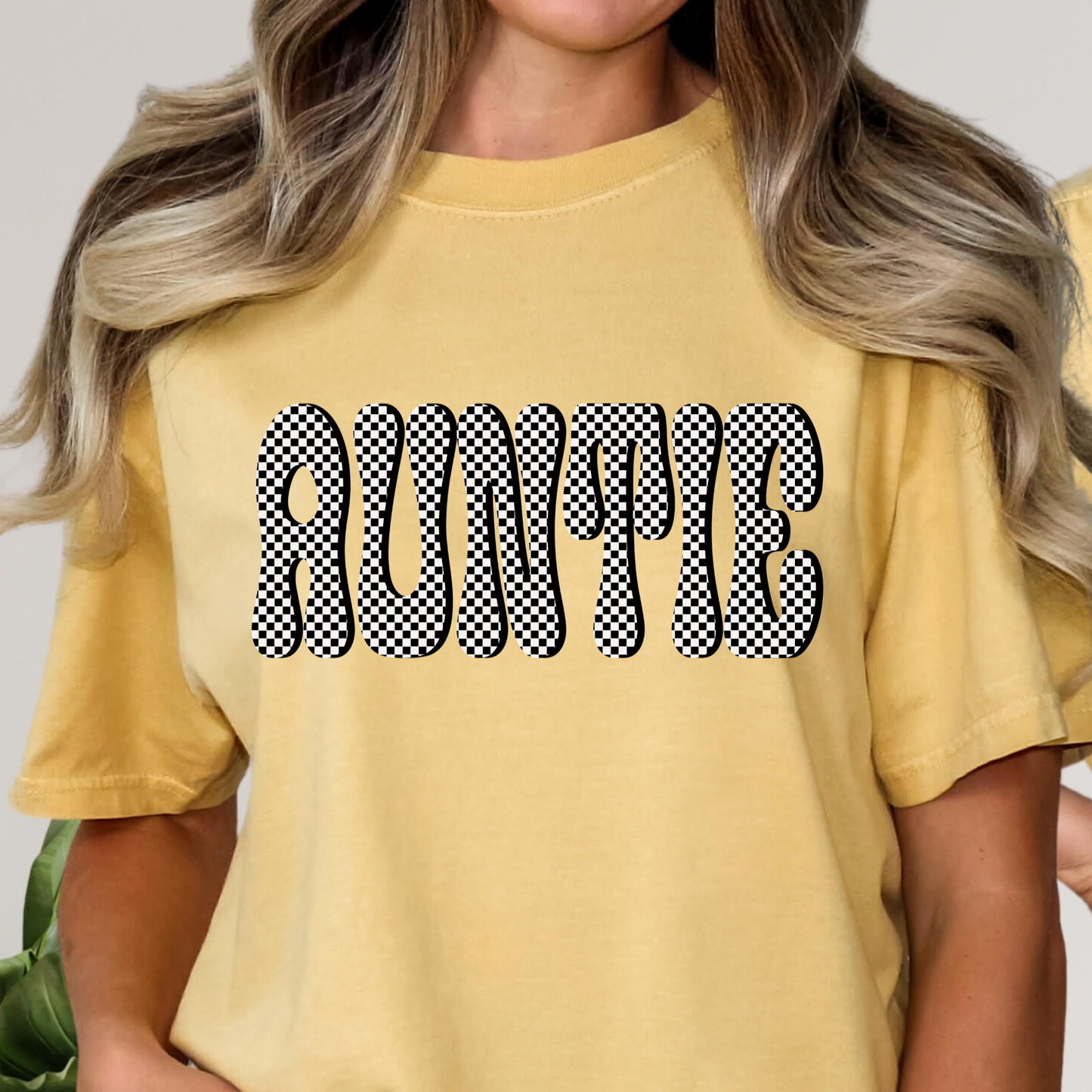 Auntie (Checkered Bubble Font) Full Color DTF Transfer