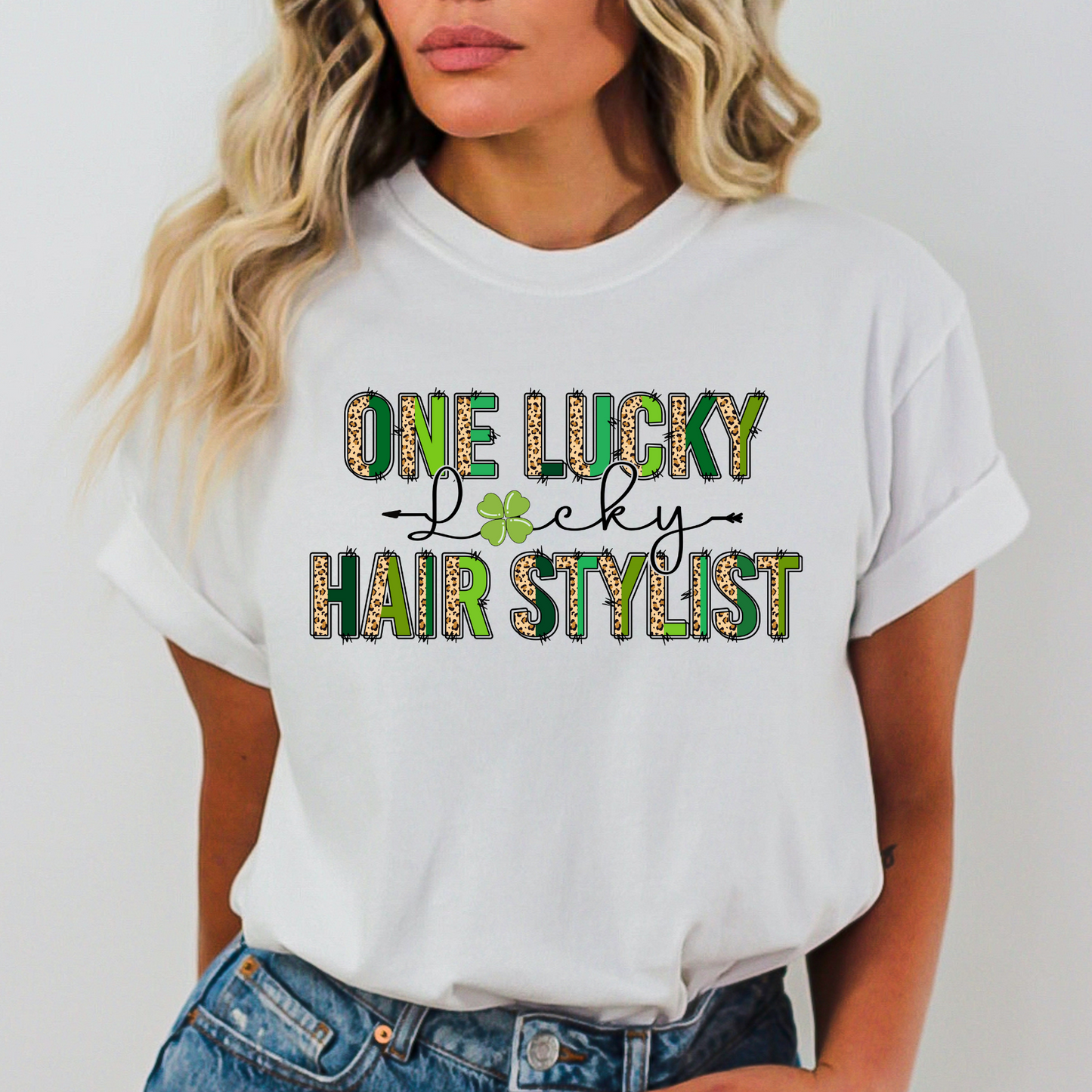 One Lucky Hair Stylist St Patrick's Full Color DTF Transfer