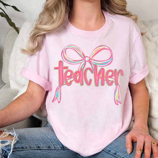 Teacher w/Bow Full Color DTF Transfer