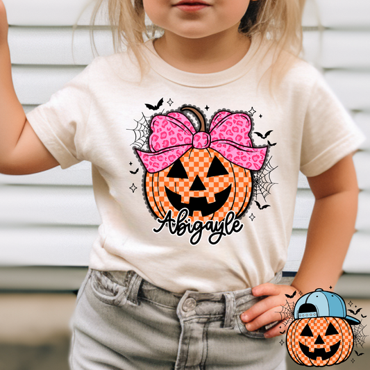 Personallzied Cehckered Pumpkin (Boy/Girl Option) Full Color DTF Transfer