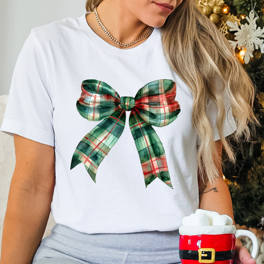 Plaid Christmas Bow Full Color DTF Transfer