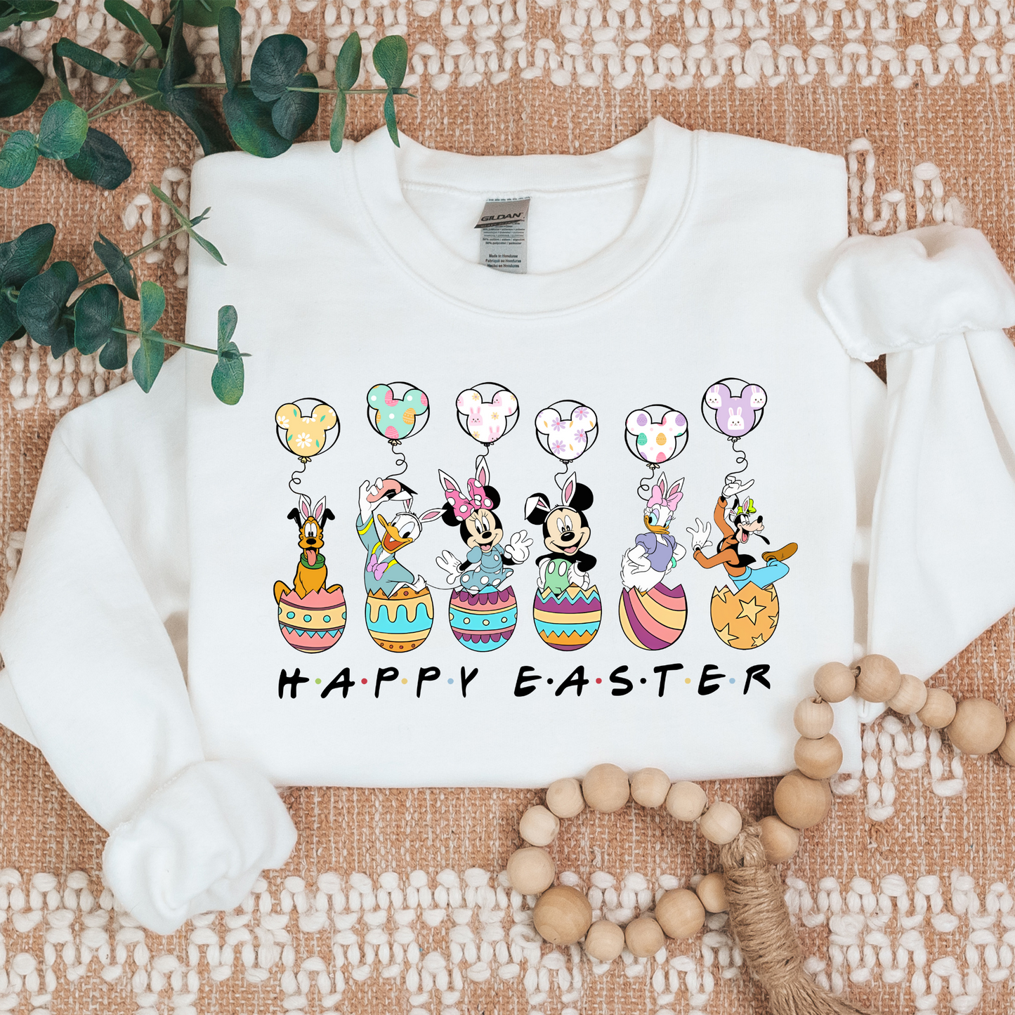 Happy Easter Mouse and Friends Easer Eggs Full Color DTF Transfer