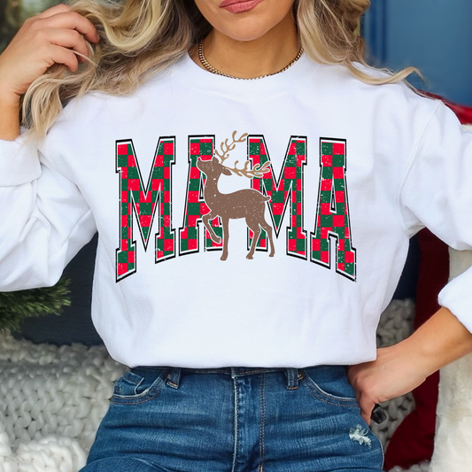 Reindeer Checkered Mama Full Color DTF Transfer