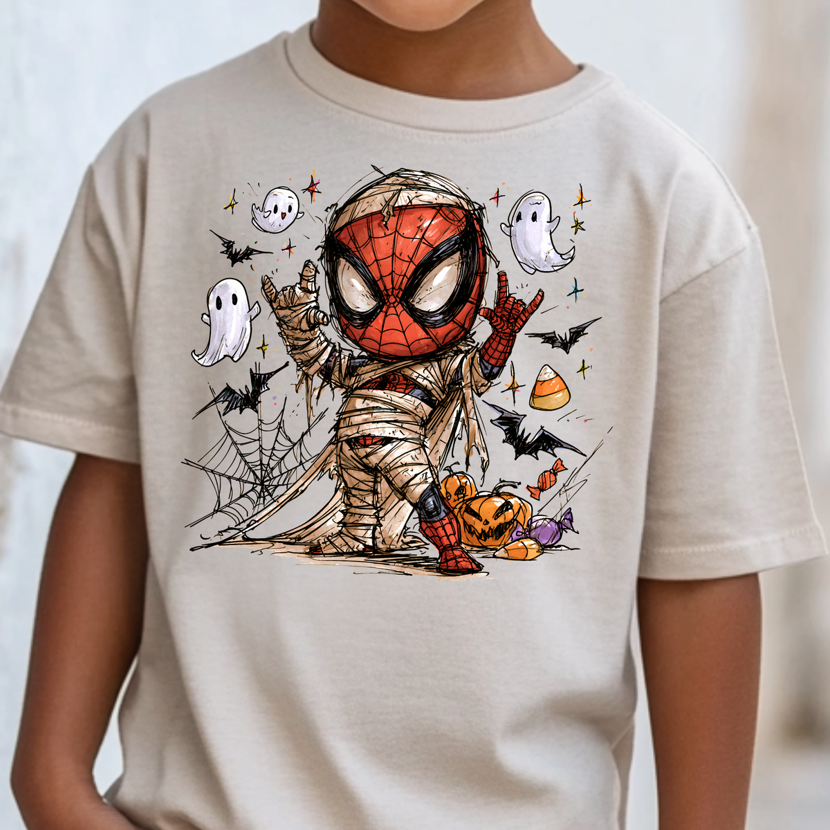 Spiderman In Mummy Outfit Full Color DTF Transfer