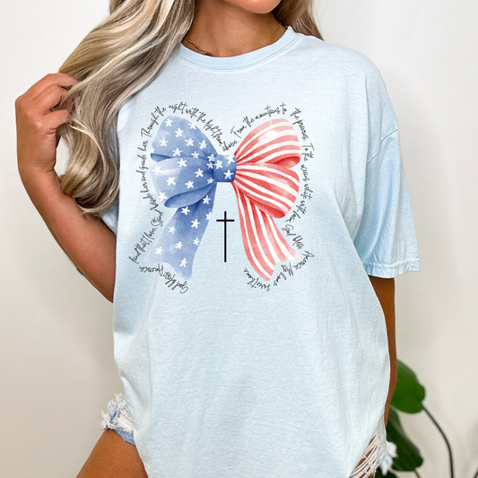 God Bless America (American Flag Bow) Full Color DTF Transfer
