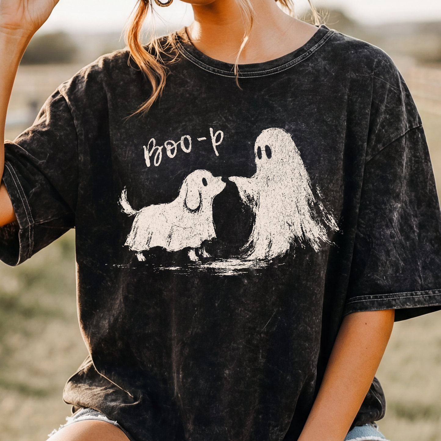 Boo-P Ghost w/Dog (Sketch) Full Color DTF Transfer
