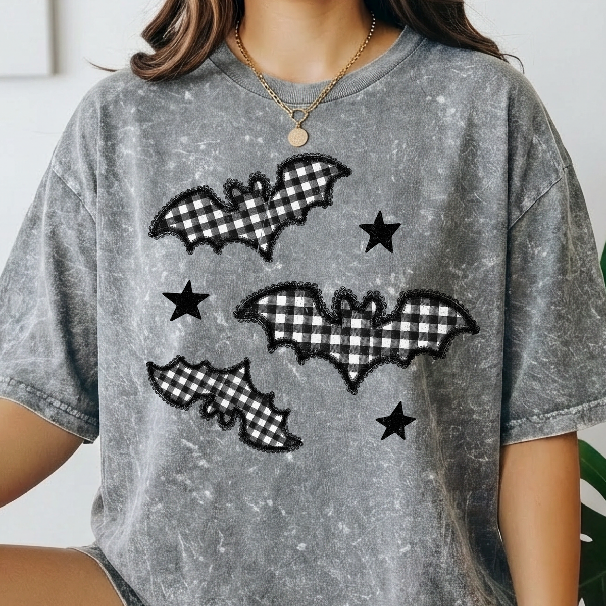 Checkered Bats Full Color DTF Transfer