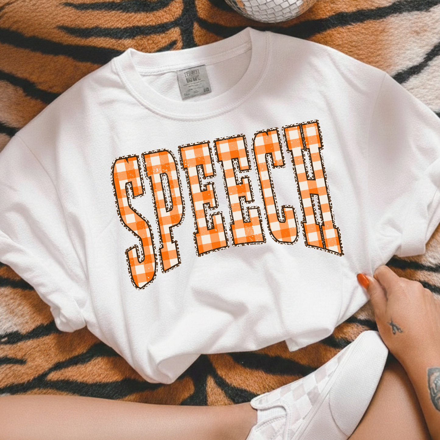 Speech (Orange Gingham) Full Color DTF Transfer