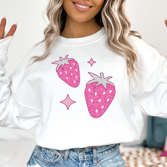 Strawberries (Faux Chinelle) Full Color DTF Transfer