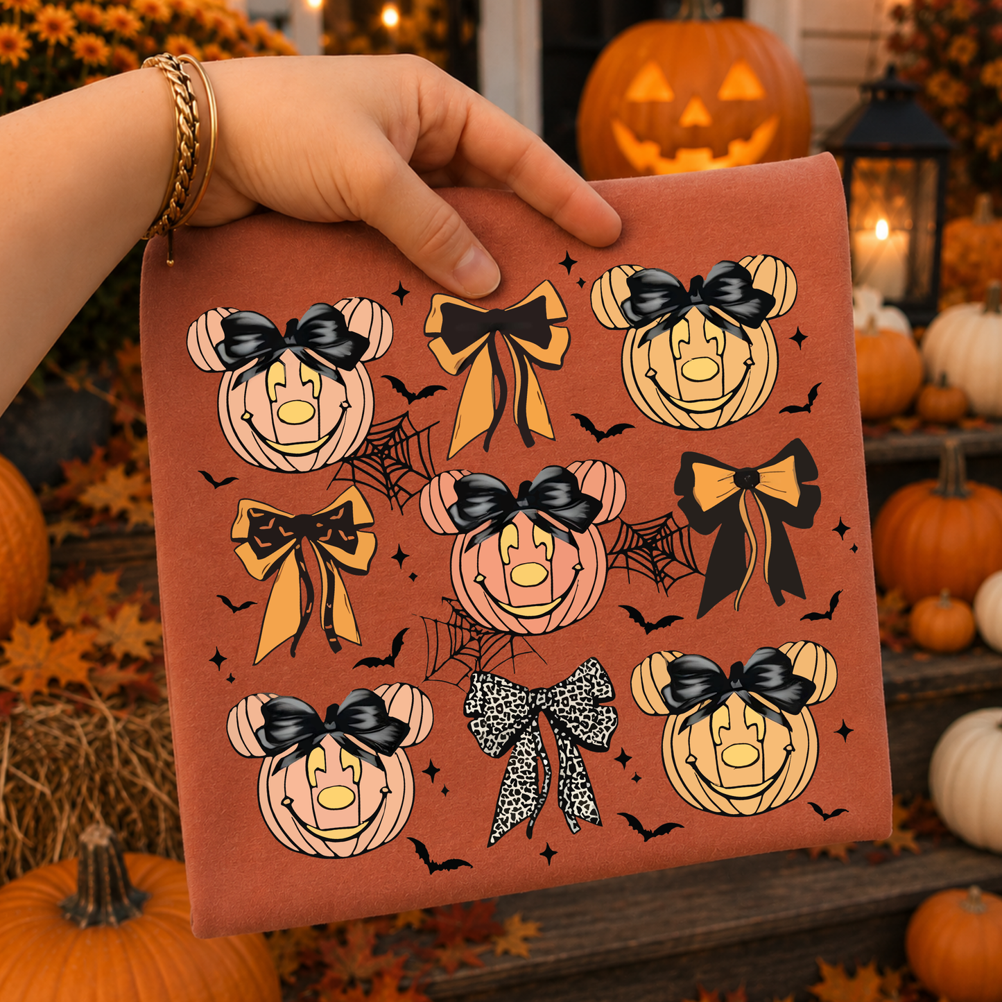 Mouse Pumpkins Grid Full Color DTF Transfer