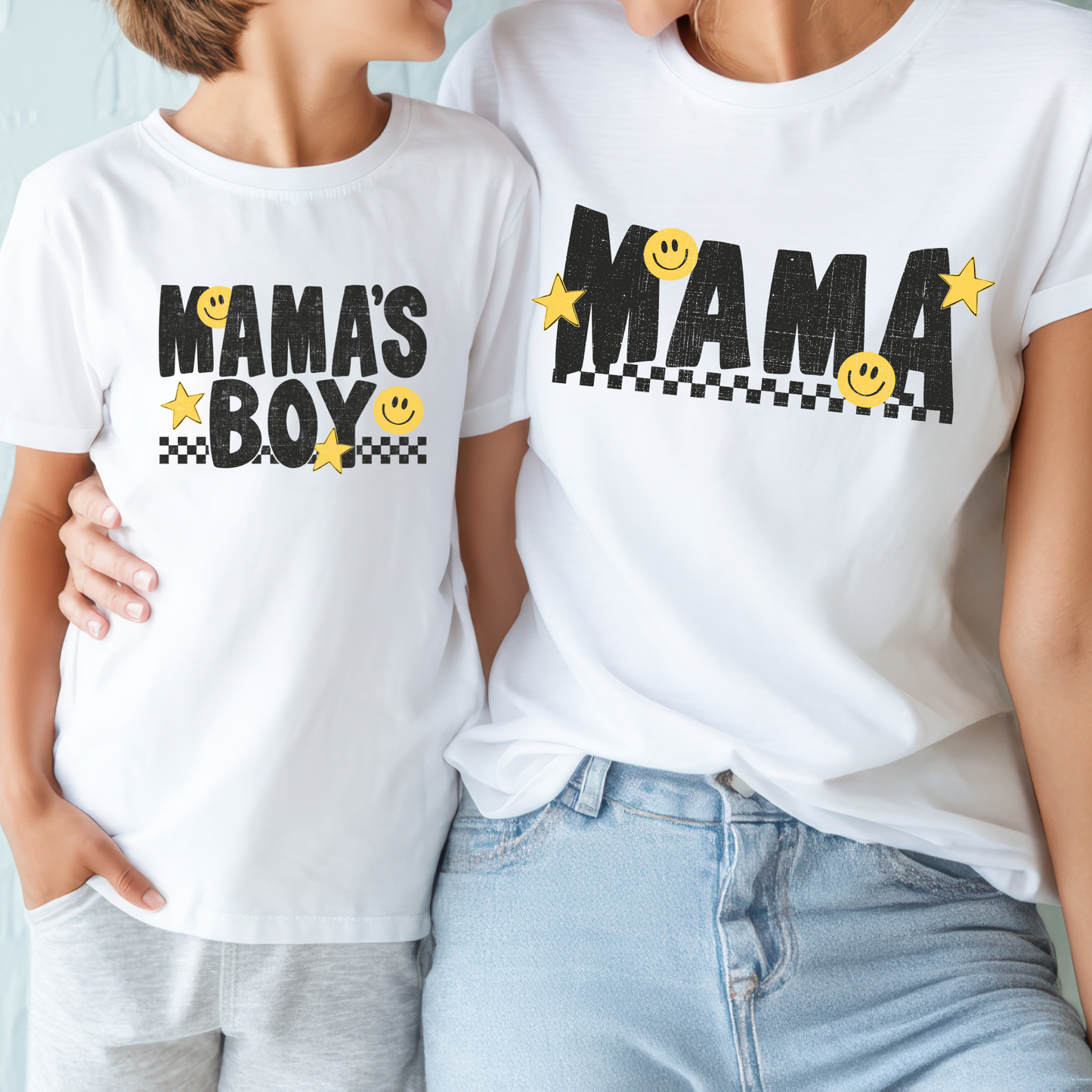 Mama Smiley Face (Mama's Boy Option) Full Color DTF Transfer
