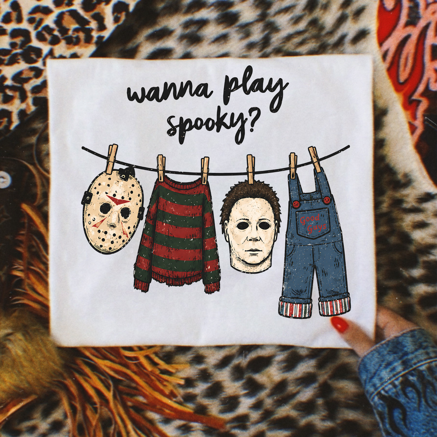 Wanna Play Spooky (Horror Clothes Hanging) Full Color DTF Transfer