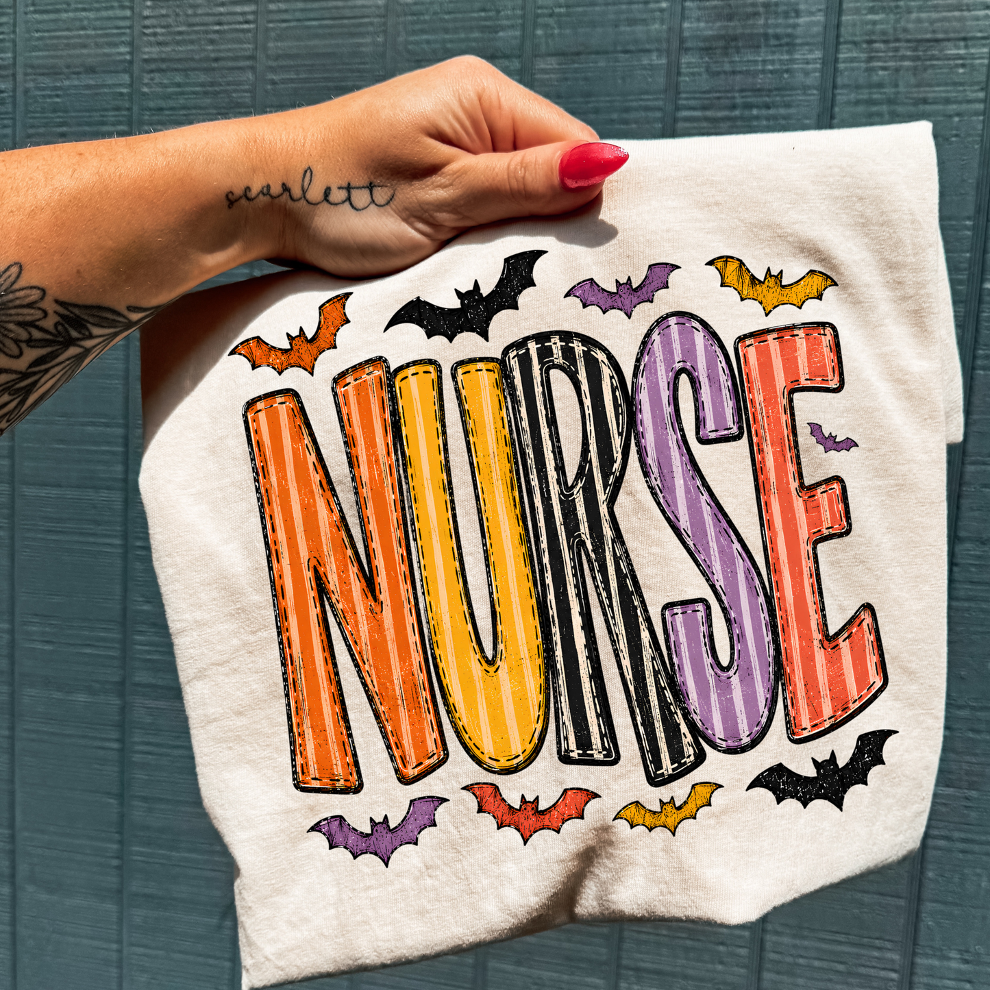 Nurse (Multi Color w/Bats) Full Color DTF Transfer