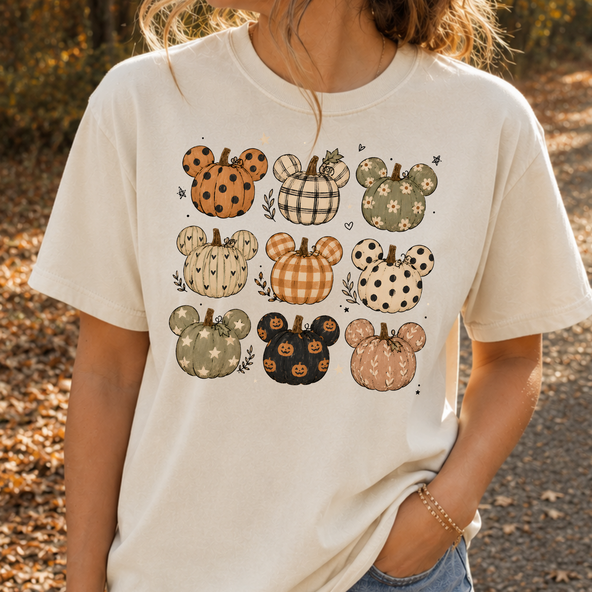 Mouse Head Pattern Pumpkins (Grid) Full Color DTF Transfer