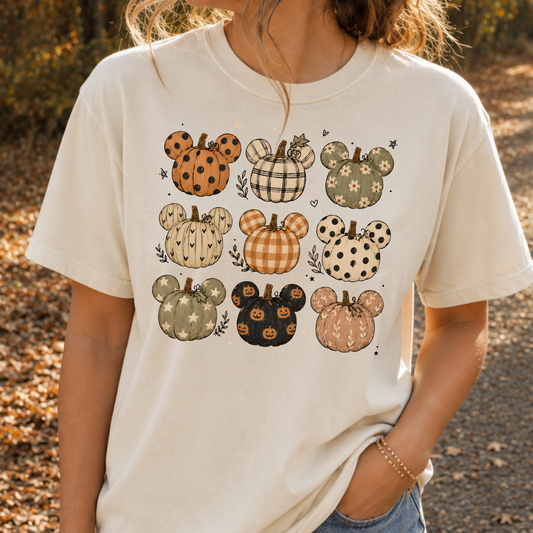 Mouse Head Pattern Pumpkins (Grid) Full Color DTF Transfer