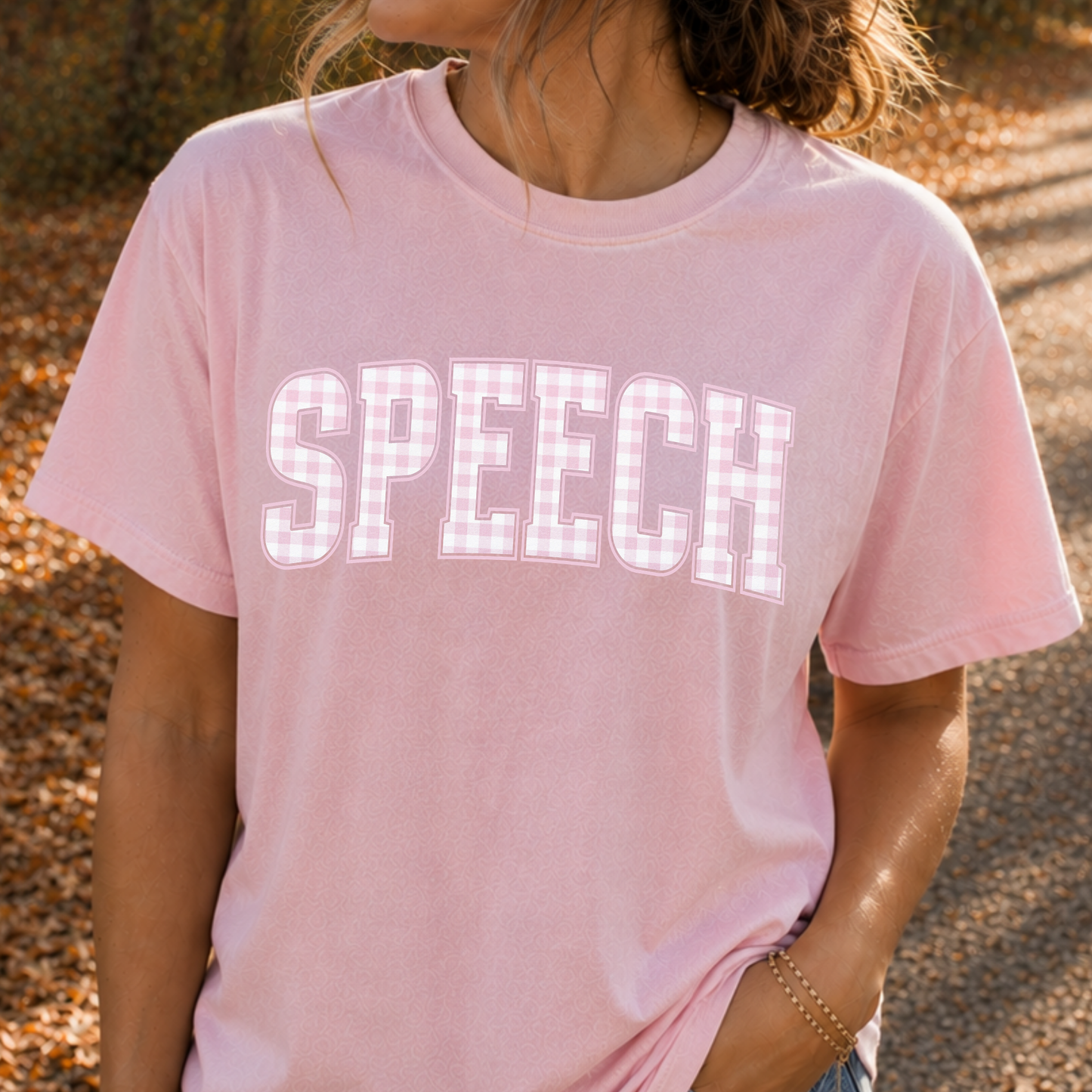 Speech (Gingham Pink) Full Color DTF Transfer