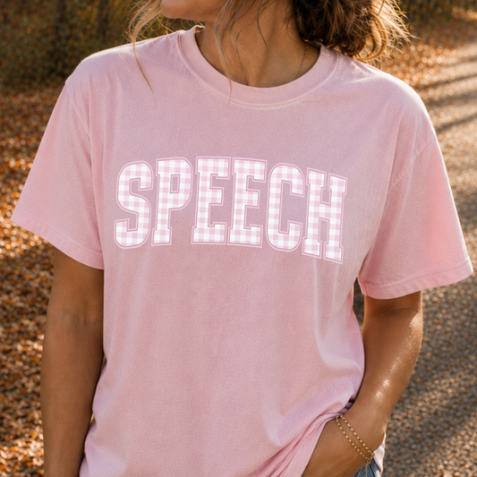 Speech (Gingham Pink) Full Color DTF Transfer