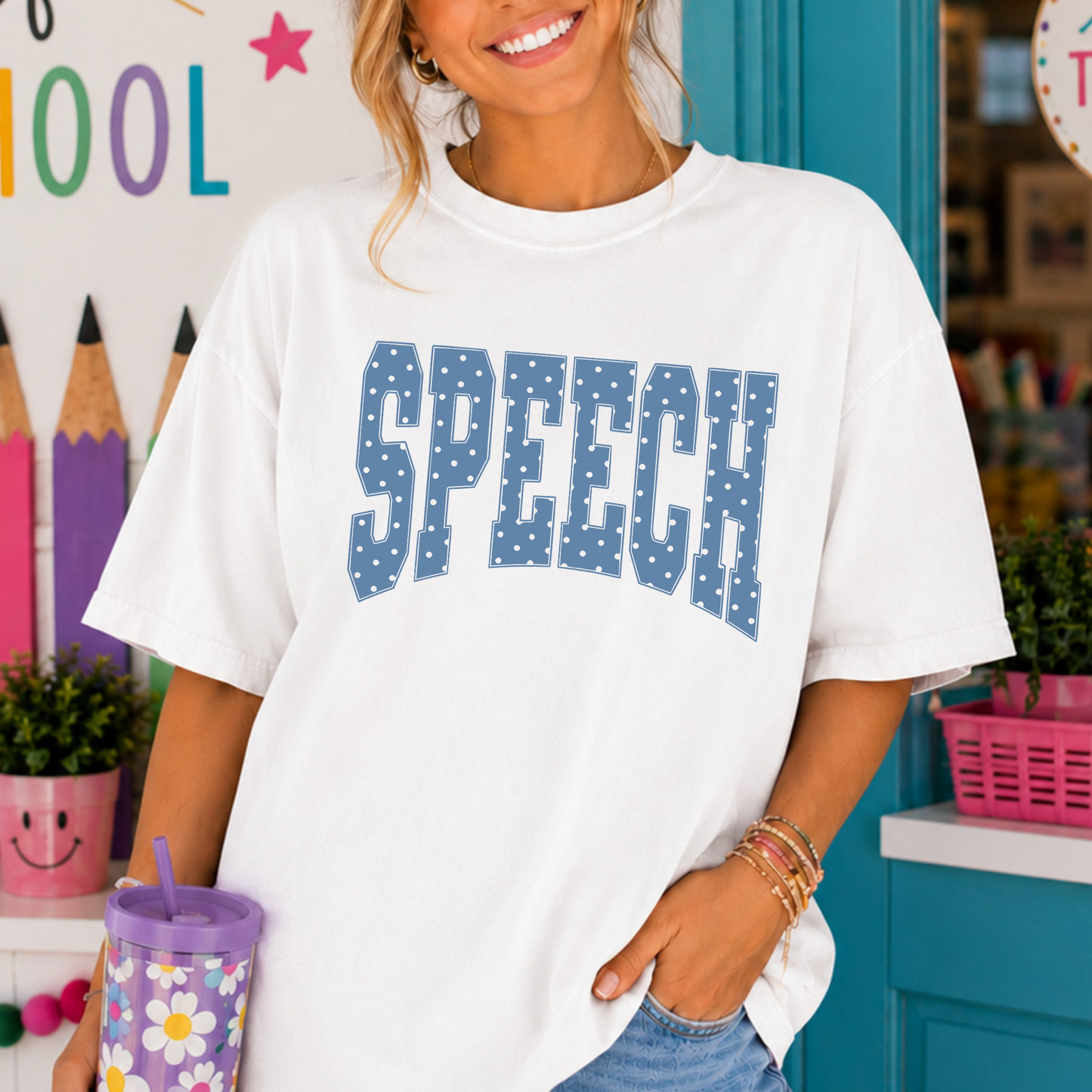 Speech (Blue Polka Dot) Full Color DTF Transfer