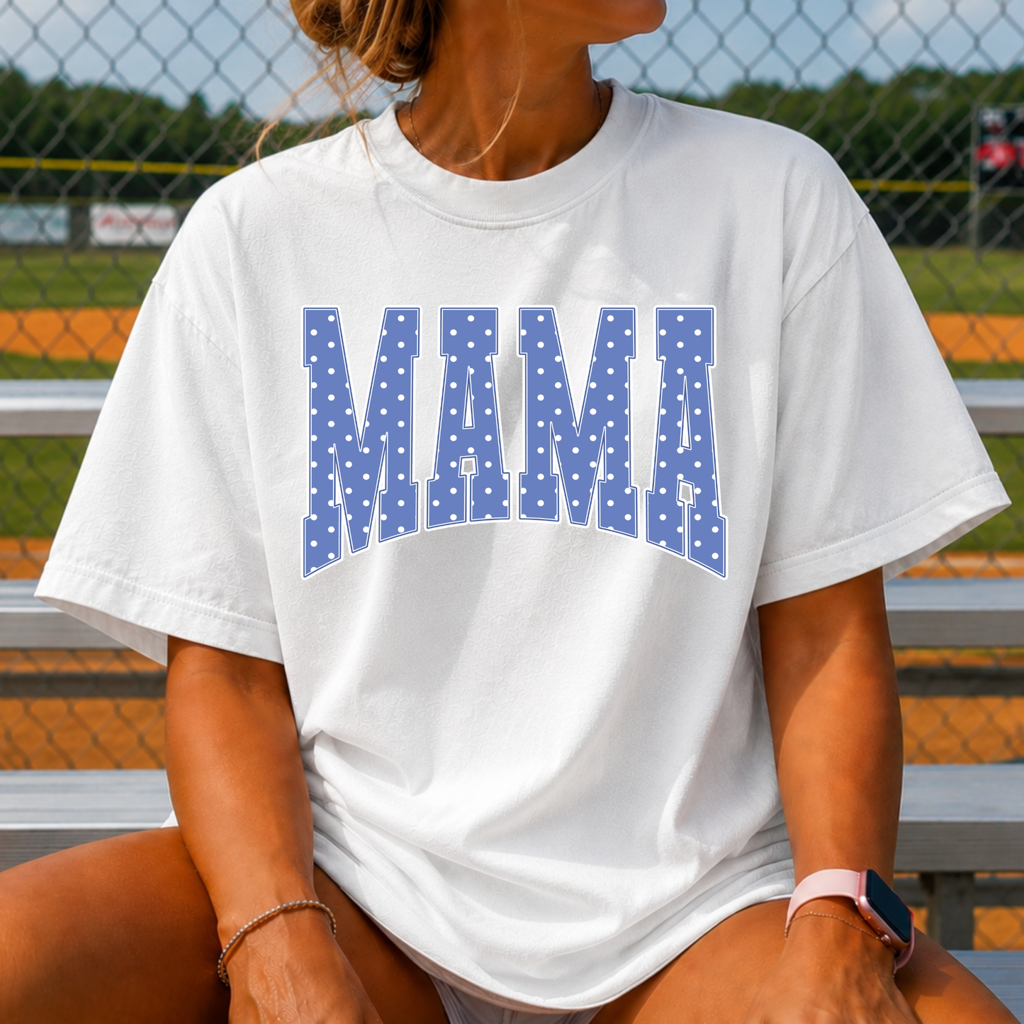 Mama (Blue Polka Dot) Full Color DTF Transfer