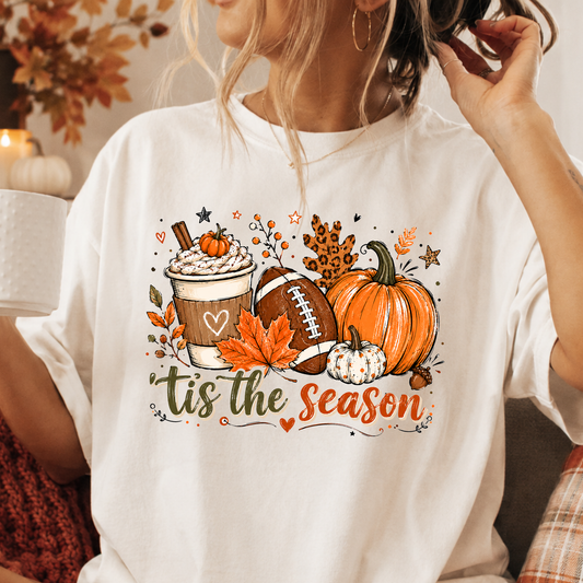 Tis The Season (Coffee, Football, Pumpkin) Full Color DTF Transfer