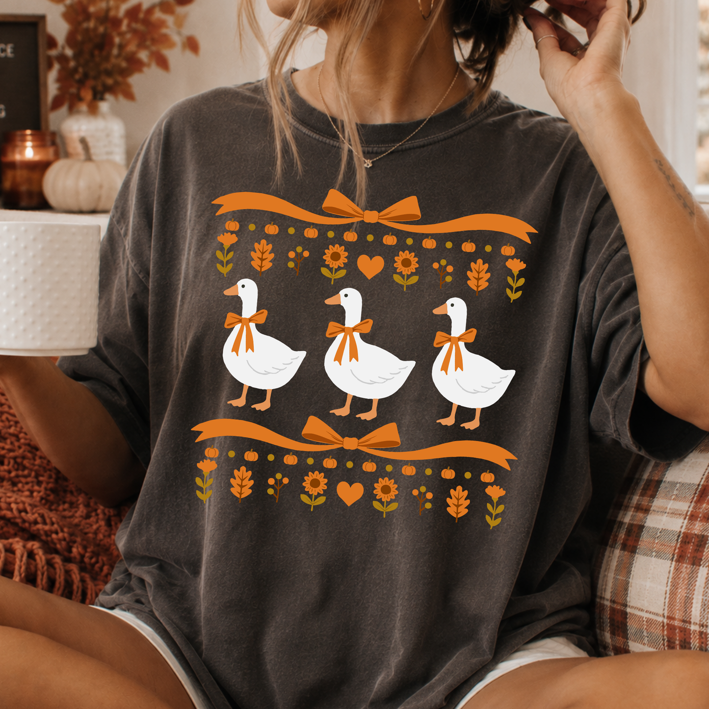 Fall Themed Geese (Goose) Full Color DTF Transfer
