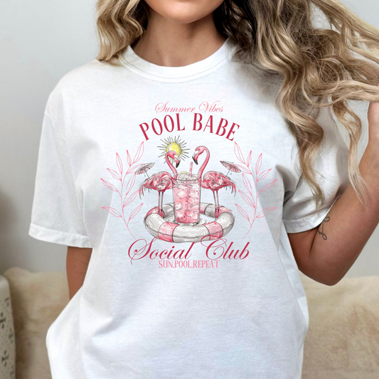 Summer Vibes Pool Babe Social Club Full Color DTF Transfer