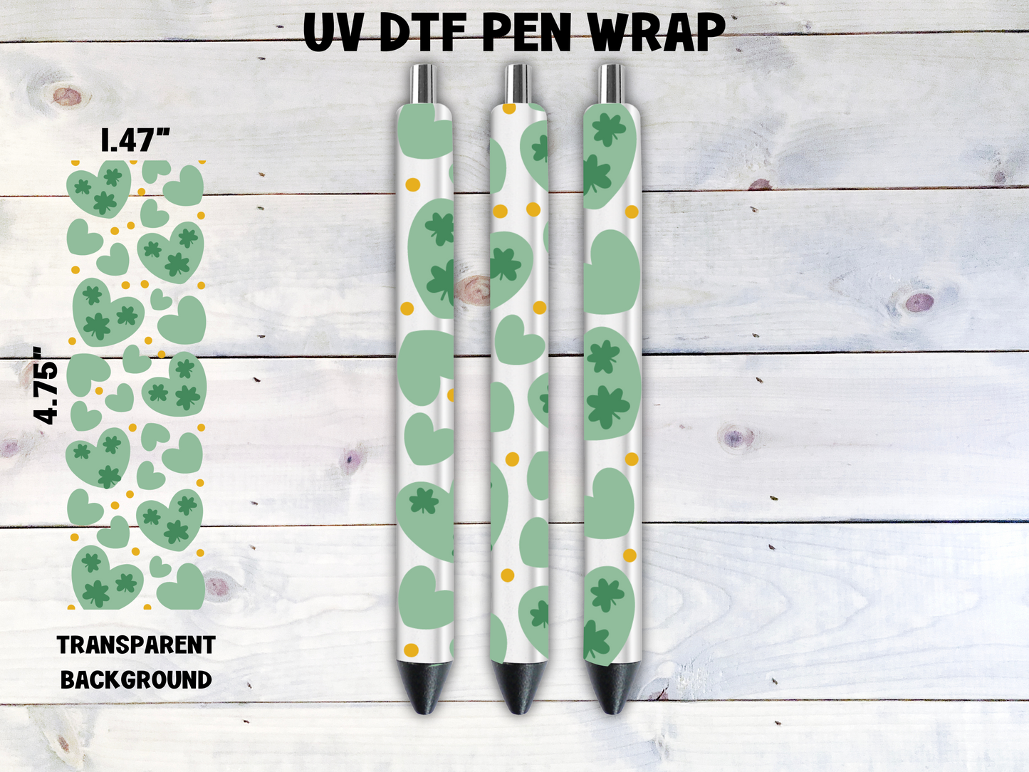 Hearts Clover Filled UV DTF Pen Wrap Transfer