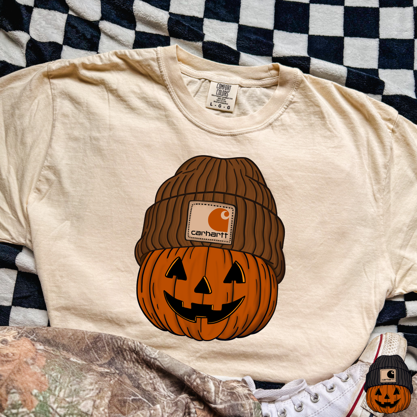 Carhardtt Beanie Pumpkin Full Color DTF Transfer
