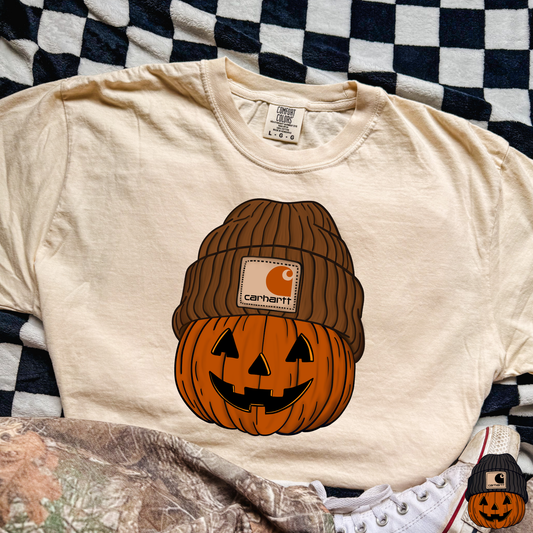 Carhardtt Beanie Pumpkin Full Color DTF Transfer