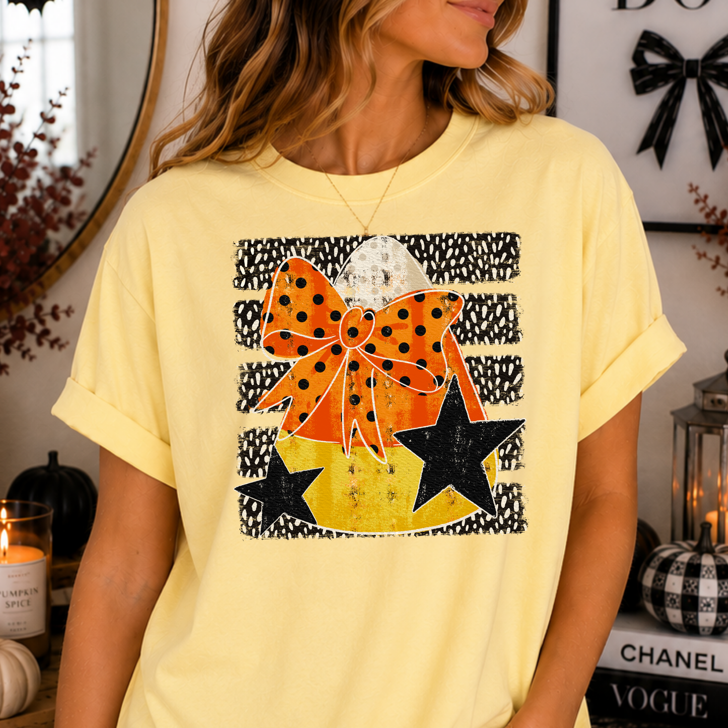 Candy Corn w/Bow Full Color DTF Transfer